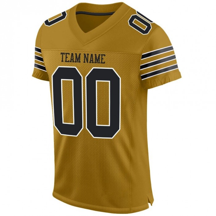 Old Gold Black-White Mesh Authentic Football Jersey