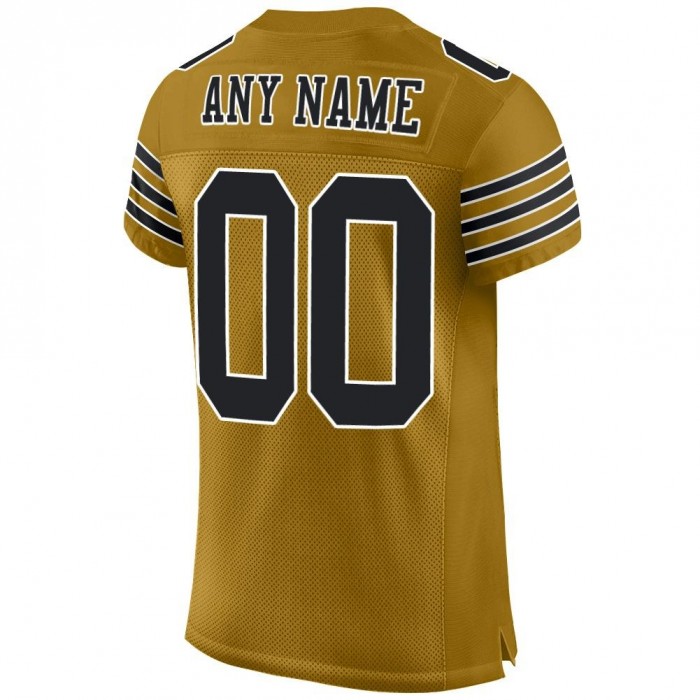 Old Gold Black-White Mesh Authentic Football Jersey