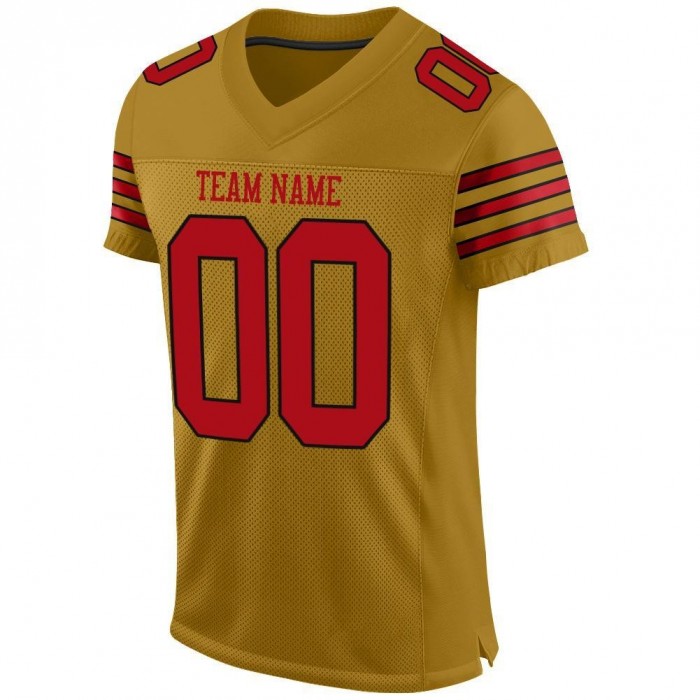 Old Gold Red-Black Mesh Authentic Football Jersey