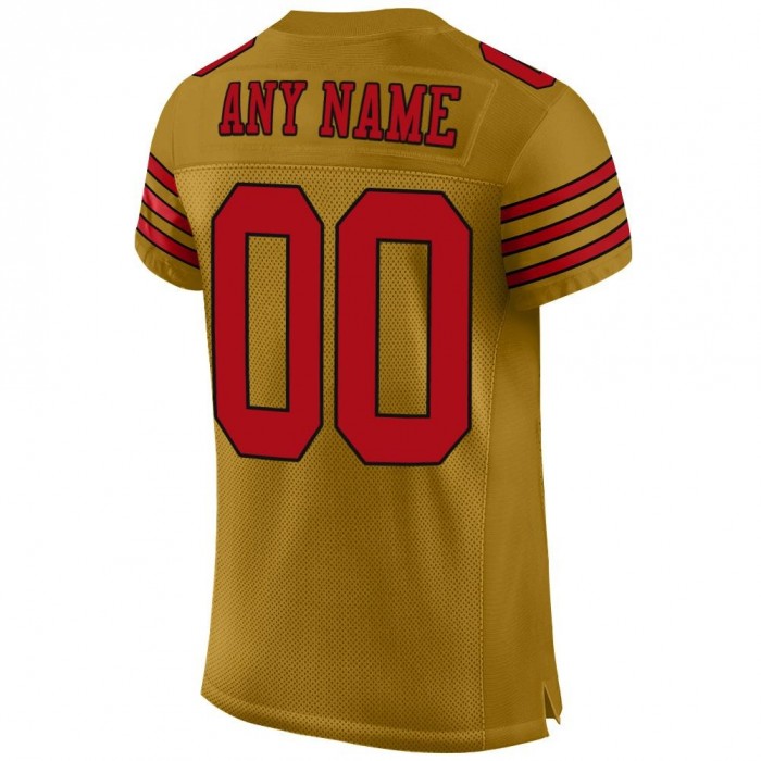 Old Gold Red-Black Mesh Authentic Football Jersey
