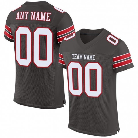 Pewter White-Red Mesh Authentic Football Jersey