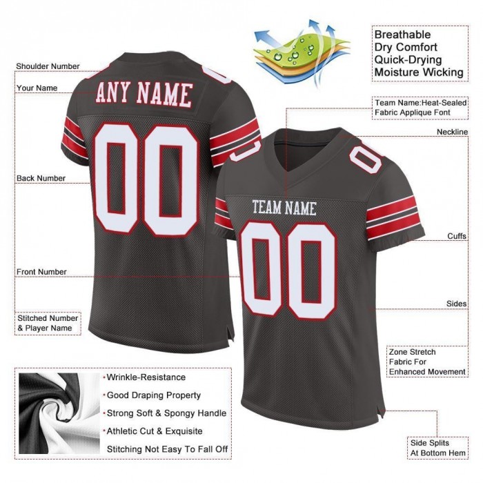 Pewter White-Red Mesh Authentic Football Jersey