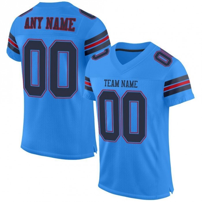 Powder Blue Navy-Red Mesh Authentic Football Jersey