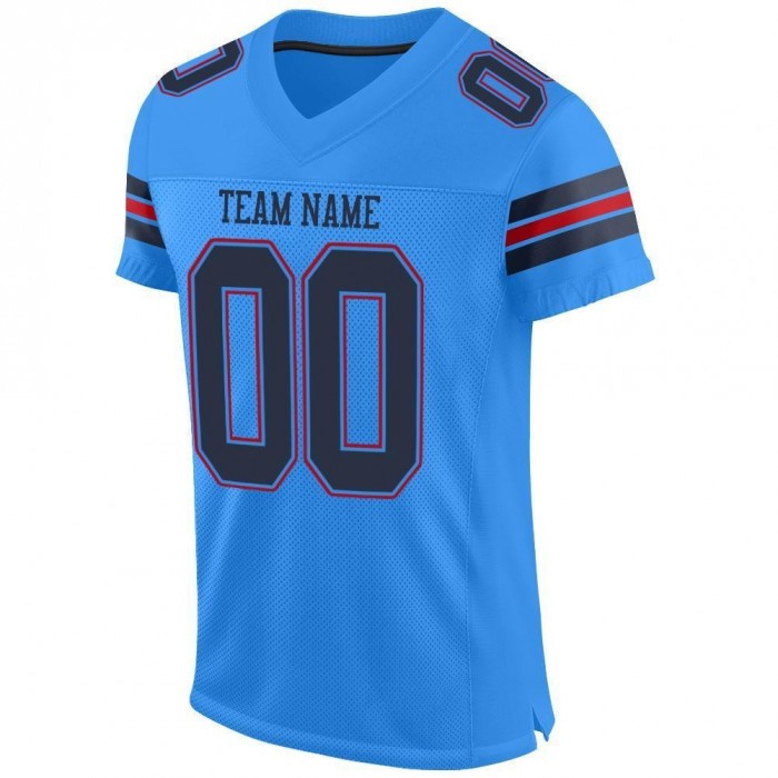 Powder Blue Navy-Red Mesh Authentic Football Jersey