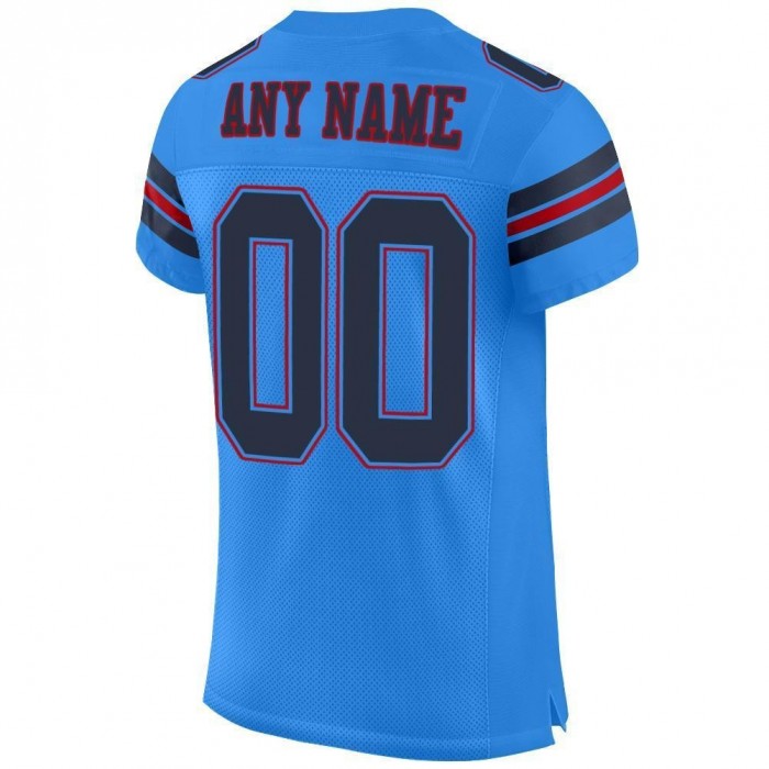 Powder Blue Navy-Red Mesh Authentic Football Jersey