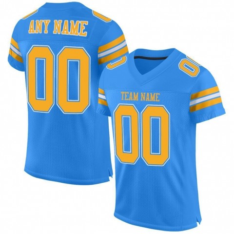 Powder Blue Gold-White Mesh Authentic Football Jersey