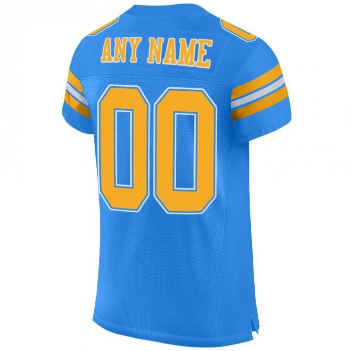 Powder Blue Gold-White Mesh Authentic Football Jersey