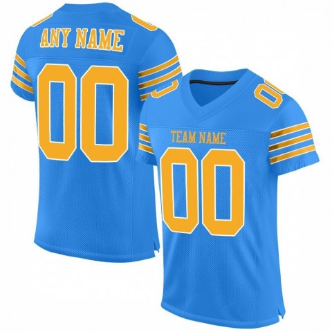 Powder Blue Gold-White Mesh Authentic Football Jersey