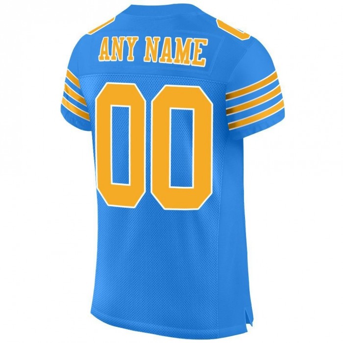 Powder Blue Gold-White Mesh Authentic Football Jersey