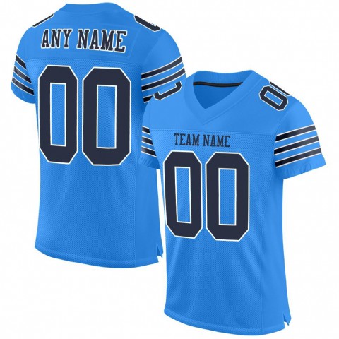 Powder Blue Navy-White Mesh Authentic Football Jersey