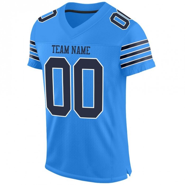 Powder Blue Navy-White Mesh Authentic Football Jersey