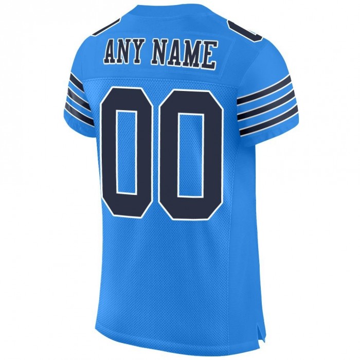 Powder Blue Navy-White Mesh Authentic Football Jersey