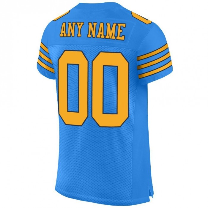 Powder Blue Gold-Navy Mesh Authentic Football Jersey