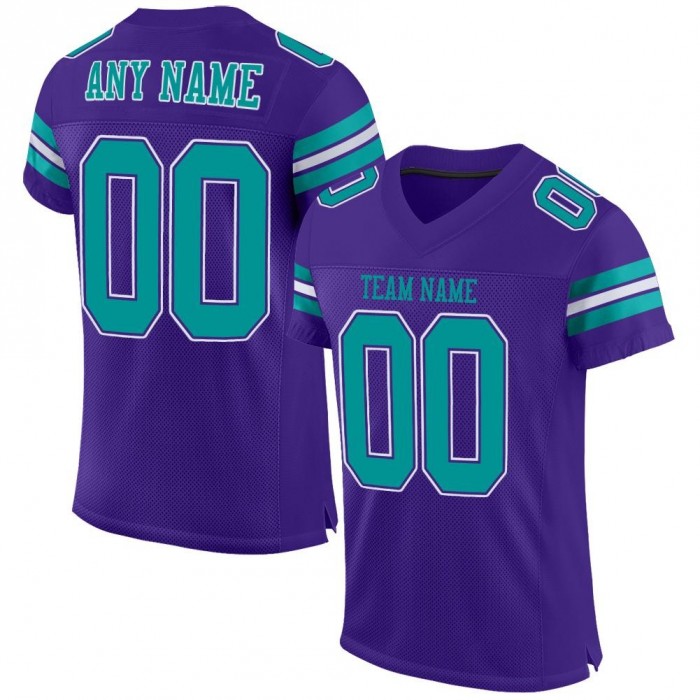 Purple Aqua-White Mesh Authentic Football Jersey