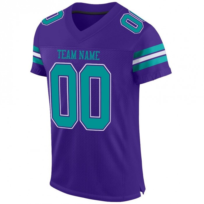 Purple Aqua-White Mesh Authentic Football Jersey