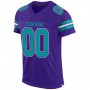 Purple Aqua-White Mesh Authentic Football Jersey
