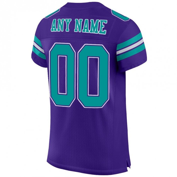 Purple Aqua-White Mesh Authentic Football Jersey