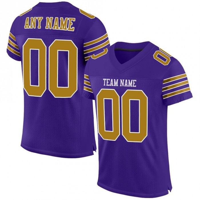 Purple Old Gold-White Mesh Authentic Football Jersey