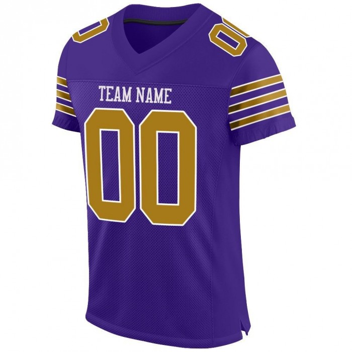 Purple Old Gold-White Mesh Authentic Football Jersey