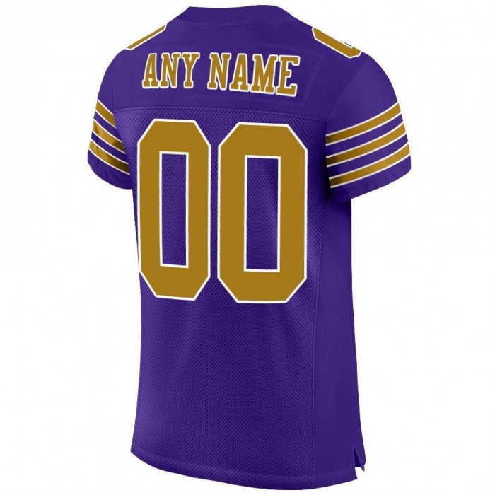 Purple Old Gold-White Mesh Authentic Football Jersey