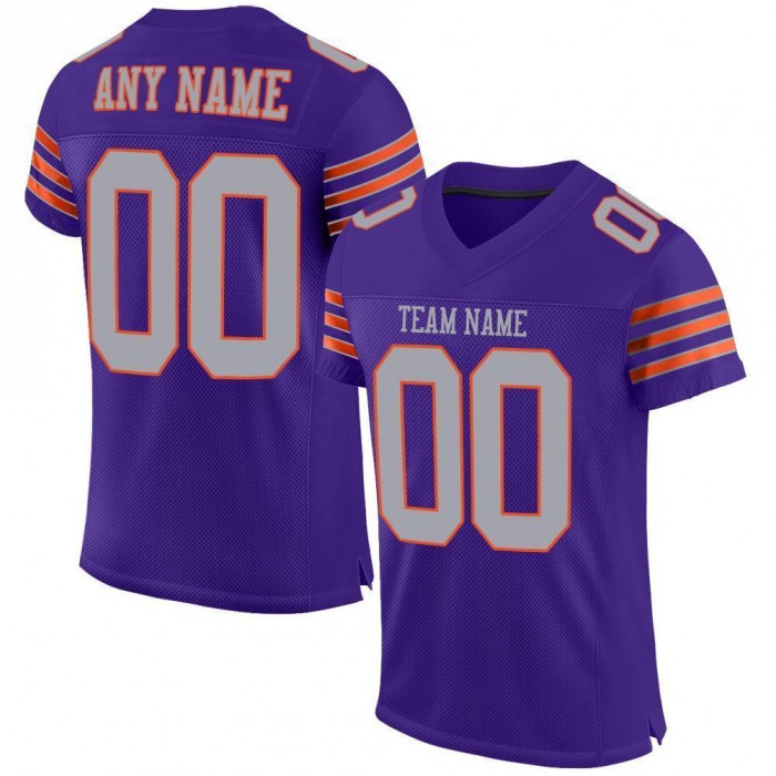Purple Gray-Orange Mesh Authentic Football Jersey