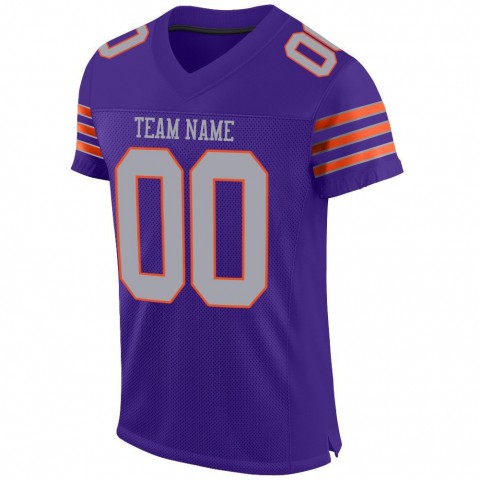 Purple Gray-Orange Mesh Authentic Football Jersey