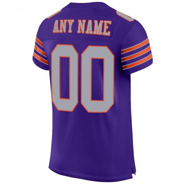 Purple Gray-Orange Mesh Authentic Football Jersey