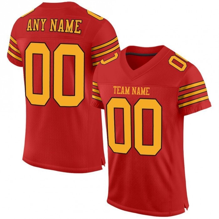 Scarlet Gold-Black Mesh Authentic Football Jersey