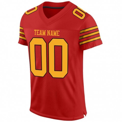 Scarlet Gold-Black Mesh Authentic Football Jersey