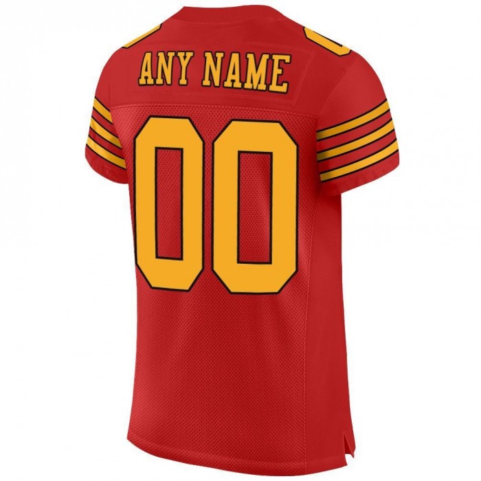 Scarlet Gold-Black Mesh Authentic Football Jersey