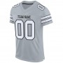 Silver White-Black Mesh Authentic Football Jersey