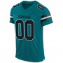 Teal Black-White Mesh Authentic Football Jersey