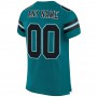 Teal Black-White Mesh Authentic Football Jersey