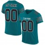 Teal Black-White Mesh Authentic Football Jersey