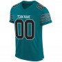 Teal Black-White Mesh Authentic Football Jersey