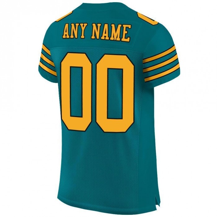 Teal Gold-Black Mesh Authentic Football Jersey
