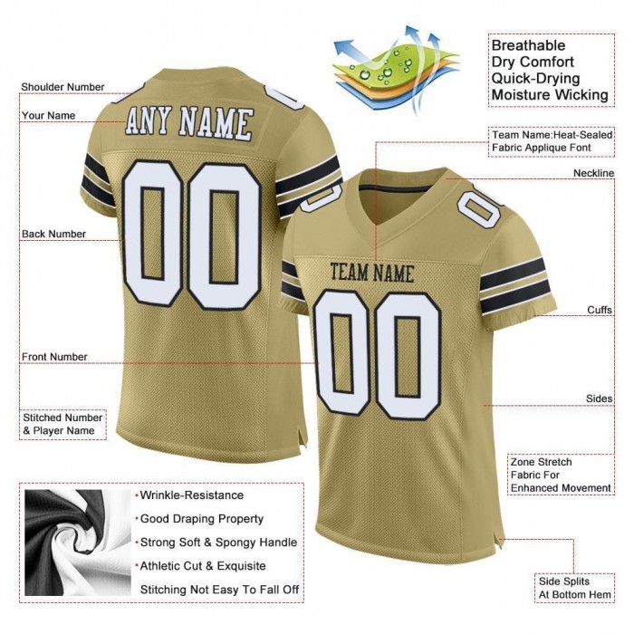 Vegas Gold White-Black Mesh Authentic Football Jersey