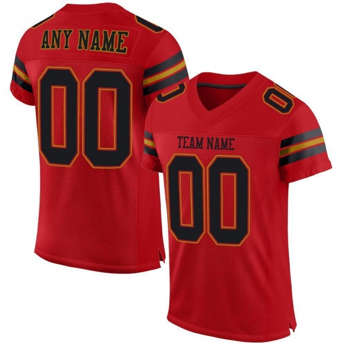 Red Black-Old Gold Mesh Authentic Football Jersey