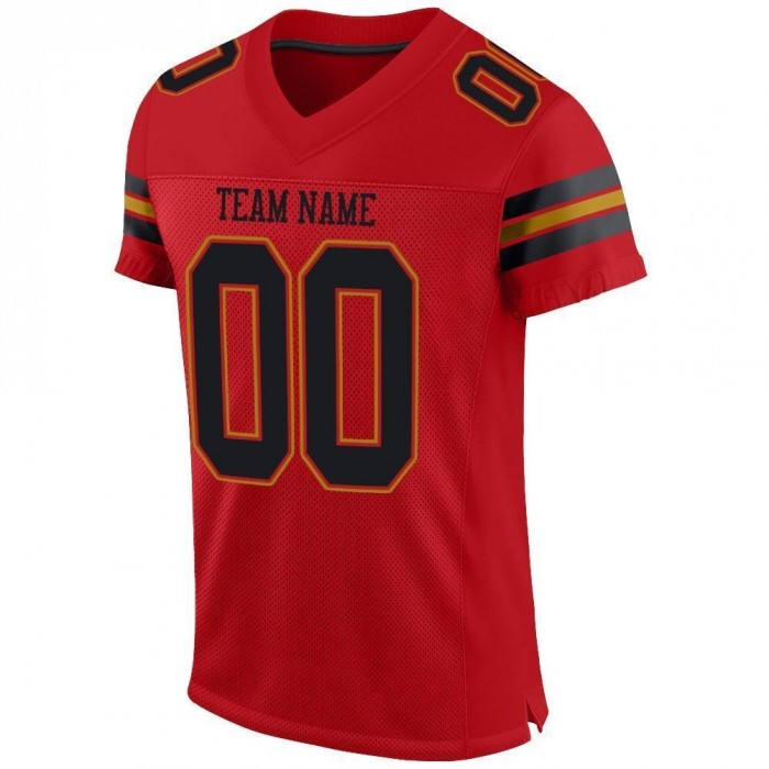 Red Black-Old Gold Mesh Authentic Football Jersey