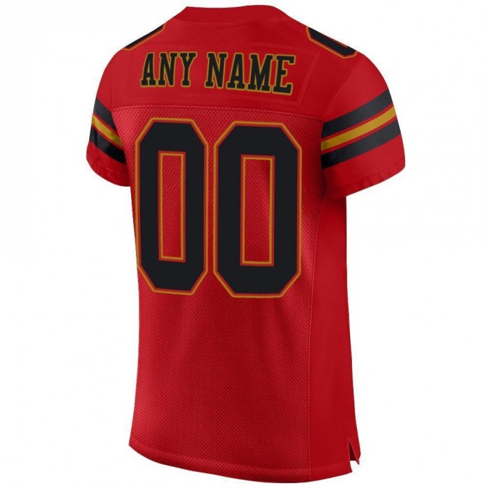 Red Black-Old Gold Mesh Authentic Football Jersey