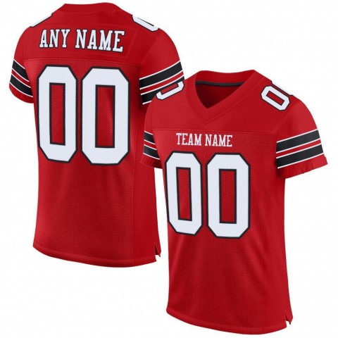 Red White-Black Mesh Authentic Football Jersey