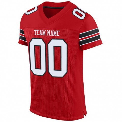 Red White-Black Mesh Authentic Football Jersey