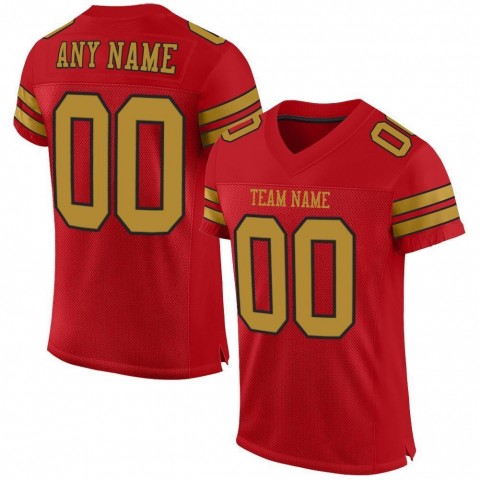 Red Old Gold-Black Mesh Authentic Football Jersey
