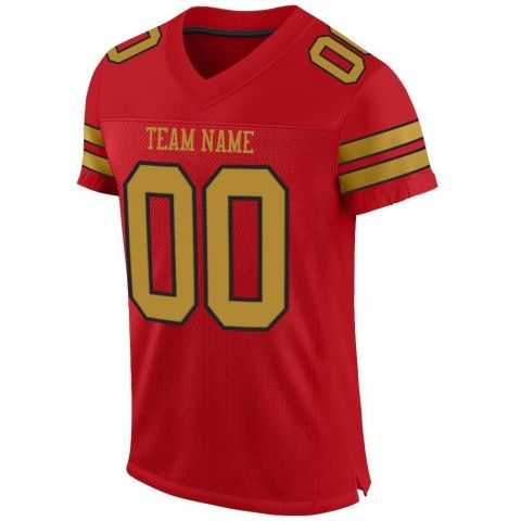 Red Old Gold-Black Mesh Authentic Football Jersey