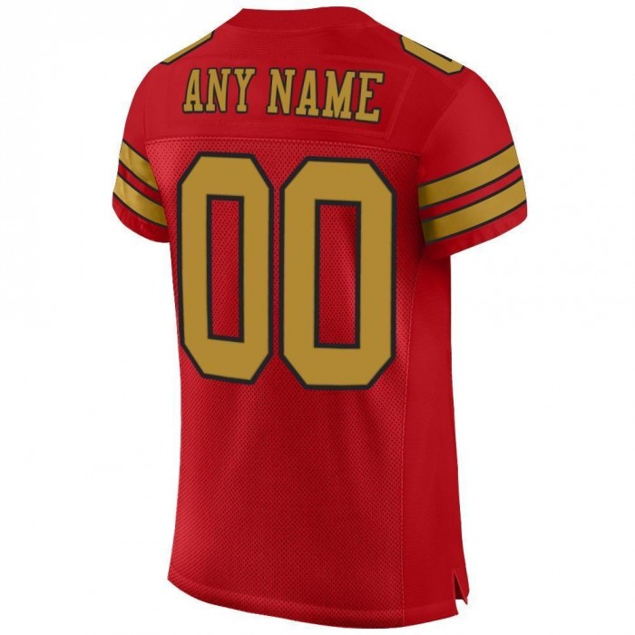 Red Old Gold-Black Mesh Authentic Football Jersey
