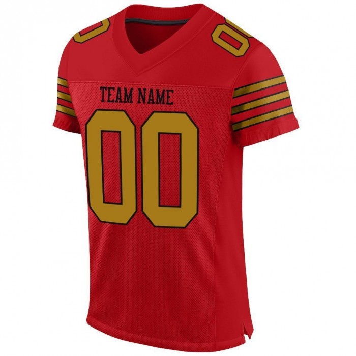 Red Old Gold-Black Mesh Authentic Football Jersey