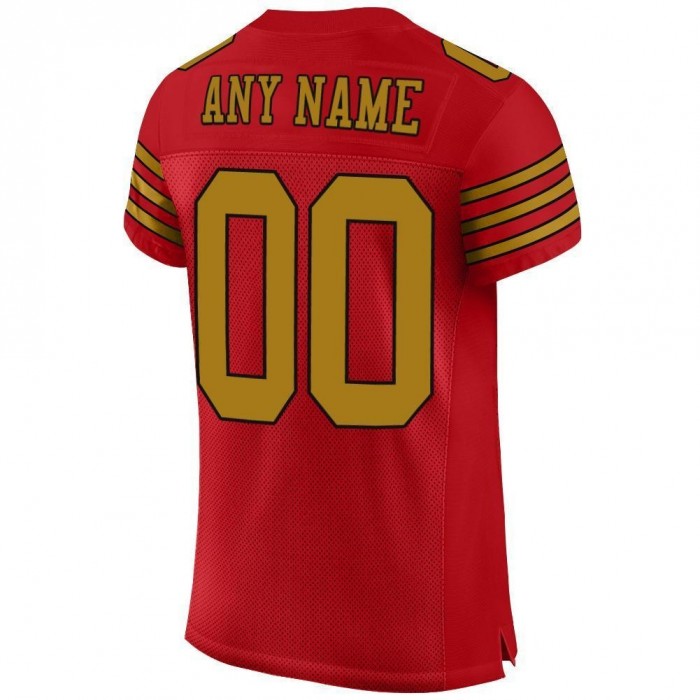 Red Old Gold-Black Mesh Authentic Football Jersey
