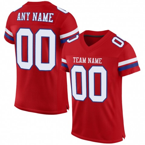 Red White-Royal Mesh Authentic Football Jersey