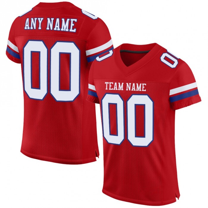 Red White-Royal Mesh Authentic Football Jersey