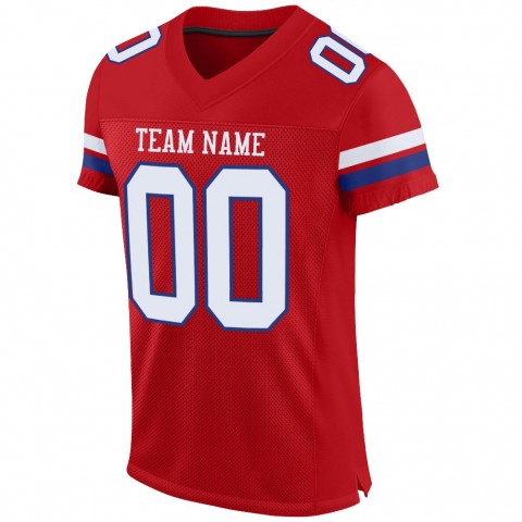 Red White-Royal Mesh Authentic Football Jersey